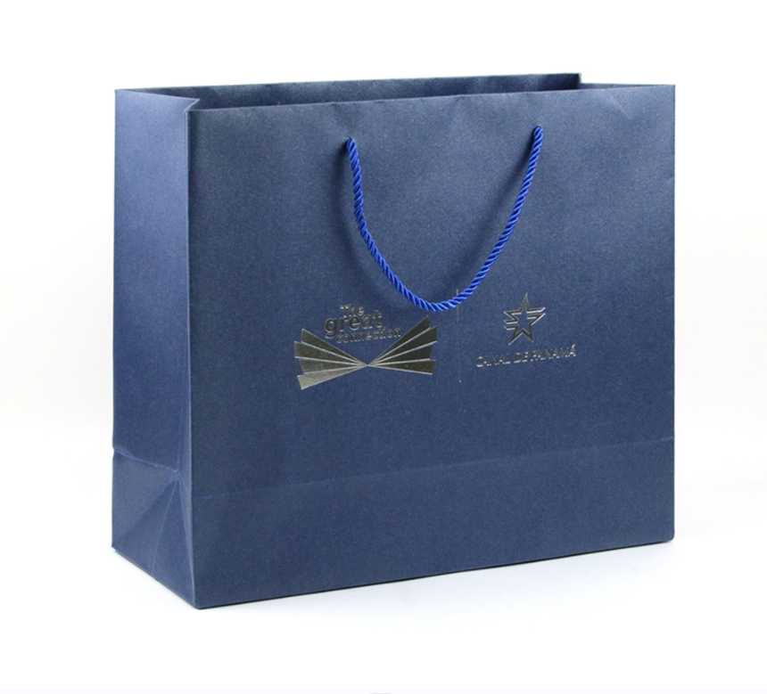 Blue Spot UV custom paper bag Custom luxury paper bags with spot UV