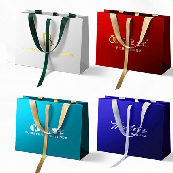 主图_002 Custom shopping bags-Custom gift packaging paper bags with ribbon handles-Custom boutique shopping luxury paper bags