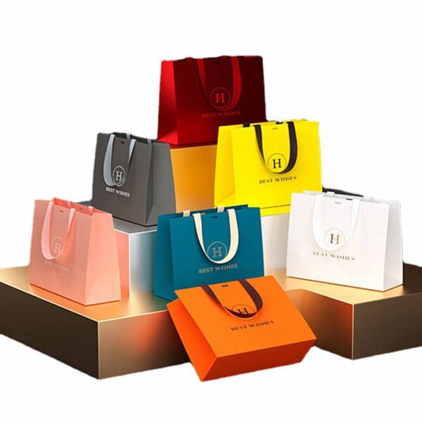 主图_003 Custom shopping bags-Custom gift packaging paper bags with ribbon handles-Custom boutique shopping luxury paper bags