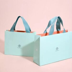Custom shopping bag-custom design paper bags with ribbon handle-clothing luxury paper bags